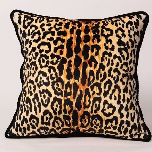 Leopard Velvet Animal Skin Designer Throw Pillow - Picture 2 of 5
